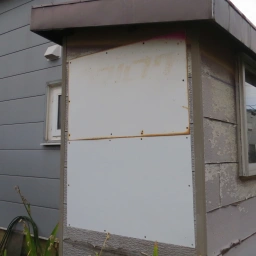 マルフク看板2枚。ともに真っ白になっているが、上の看板は「電話の金融・販売 琴似」